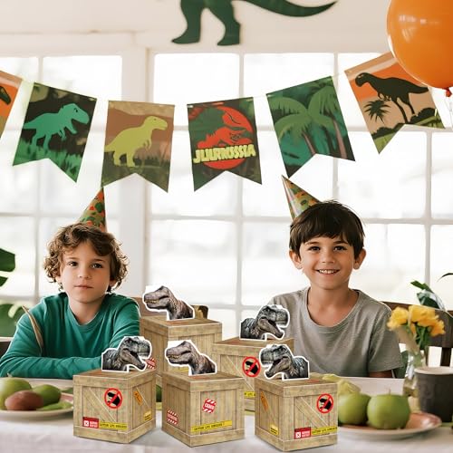 12 Pack Dinosaur Party Boxes - Dinosaur Theme Centerpieces for Birthday & Halloween