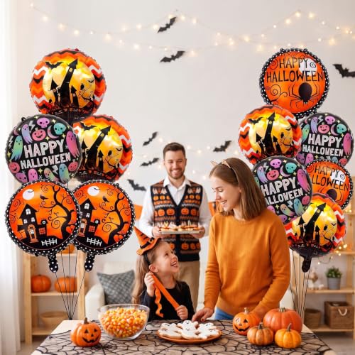 VoVanrola 9PCS Halloween Balloon Set, Ghost Spider Silhouette Foil Balloons - D