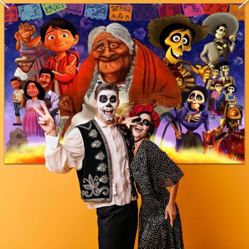 Día de Los Muertos Birthday Party Backdrop - 5x3Ft Colorful Mexican Decor