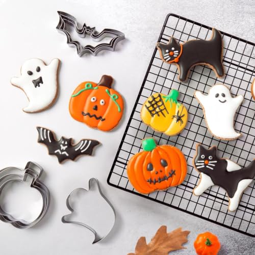 Halloween Cookie Cutter Set - 12 Stainless Steel Shapes for Baking & Party Decorations