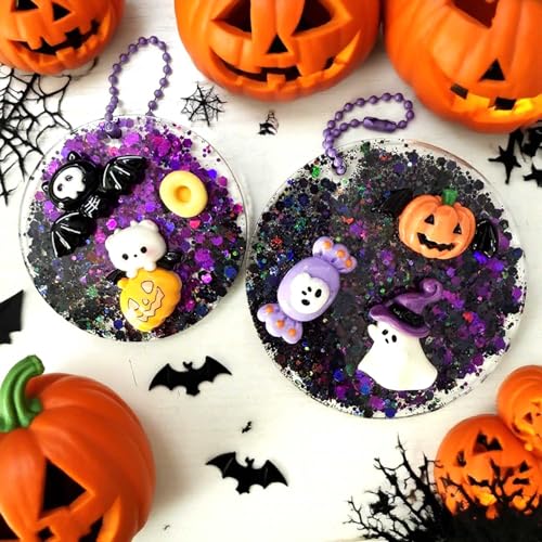Set of 4 Round Resin Mold for Christmas & Halloween Ornaments - Silicone Jewelry & Keychain Molds