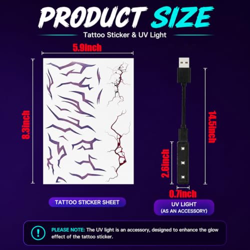Glow-in-the-Dark Temporary Tattoos with UV Light for Cosplay & Parties