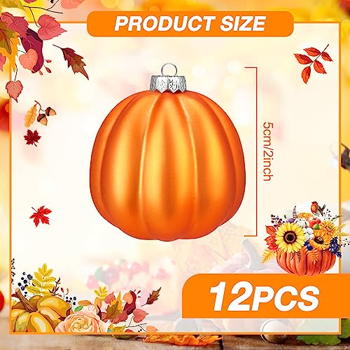 Fall Pumpkin Tree Ornaments Set - Autumn Hanging Decor, 12 Pieces, Classic Style