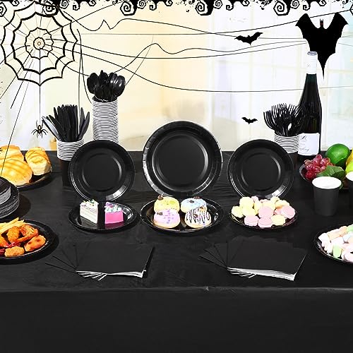 Disposable Party Dinnerware Set for 60 Guests - Black Halloween Supplies