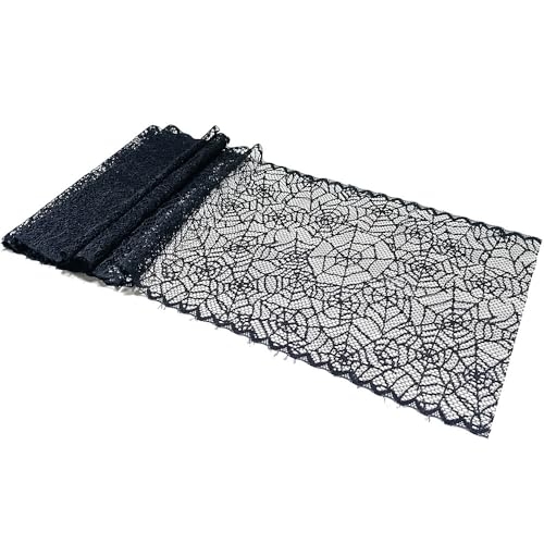 Black Spider Web Lace Table Runner 79 Inch Halloween Party Decor
