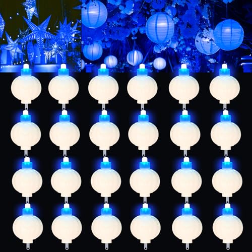 Aogist Blue Battery LED Lantern Lights 24 Pack for Wedding Holiday Party Decor