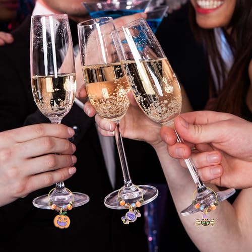 Halloween Festival Theme Wine Glass Charms - 18 Pcs Ring Set for Tasting Party Decor