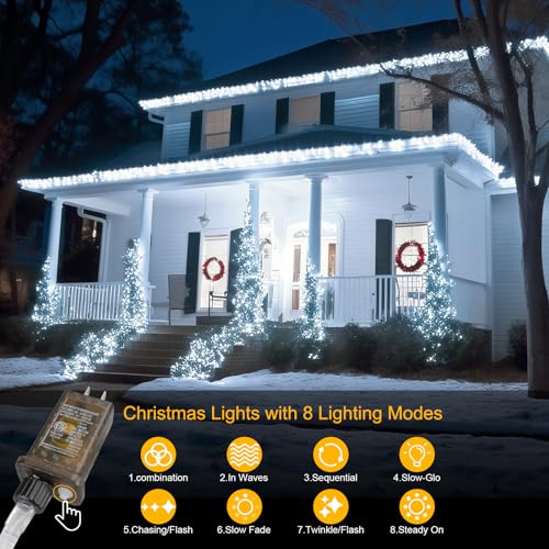 200FT 600LED Waterproof Christmas String Lights - 8 Modes, Indoor & Outdoor Decoration