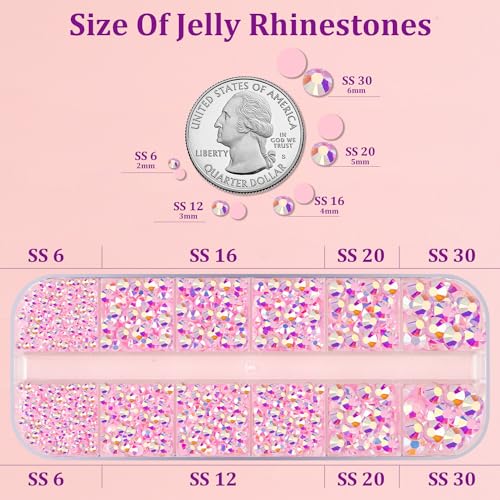 Resin Jelly Rhinestones for Crafts with B7000 Glue - Light Pink AB Flatback Gems, 2 Boxes