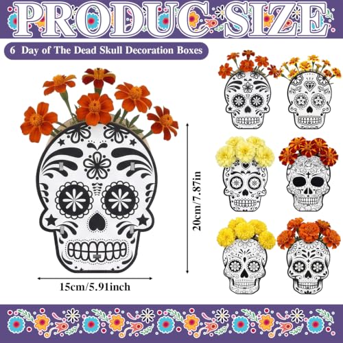 Day of the Dead Skull Decoration Wooden Boxes Set for Altar and Halloween