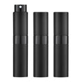 LISAPACK 8ML Atomizer Perfume Spray Bottle - Portable Travel Cologne Dispenser (3 Pack) | Black