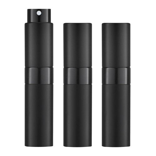 LISAPACK 8ML Atomizer Perfume Spray Bottle - Portable Travel Cologne Dispenser (3 Pack) | Black