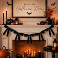 Black Velvet Garland with 5 Large Bows - 6 Ft Halloween Party Decor