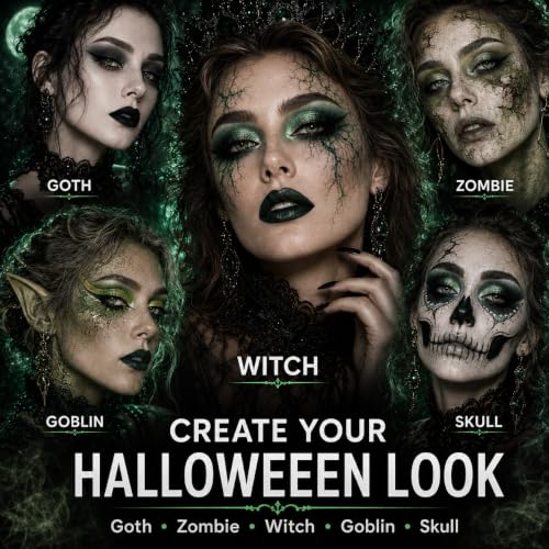 Green Eyeshadow Palette for Halloween & Gothic Makeup - 16 Colors - Miss Rõse