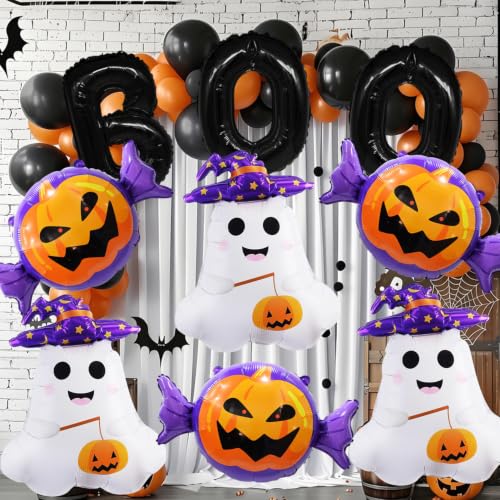 Halloween Balloons Set with Ghost Pumpkin Boo Decorations – 9 Pieces
