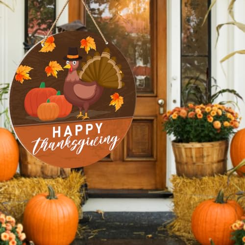 Thanksgiving Fall Door Sign Wall Decor - Wooden Harvest Decor for Front Door