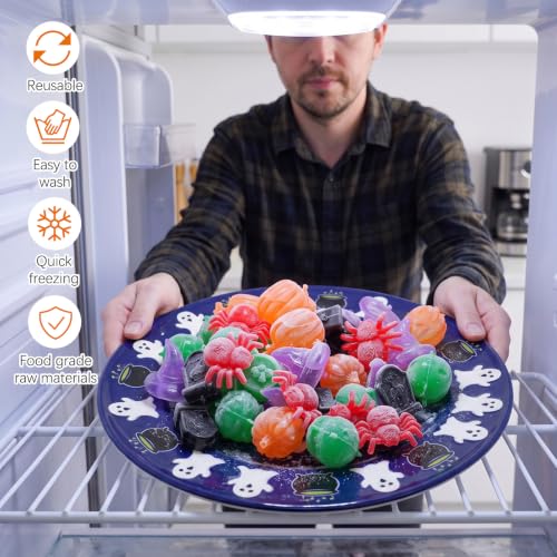 Halloween Reusable Ice Cubes Set - Pumpkin, Spider, Wizard Hat, Tombstone Shapes - 100 Pcs