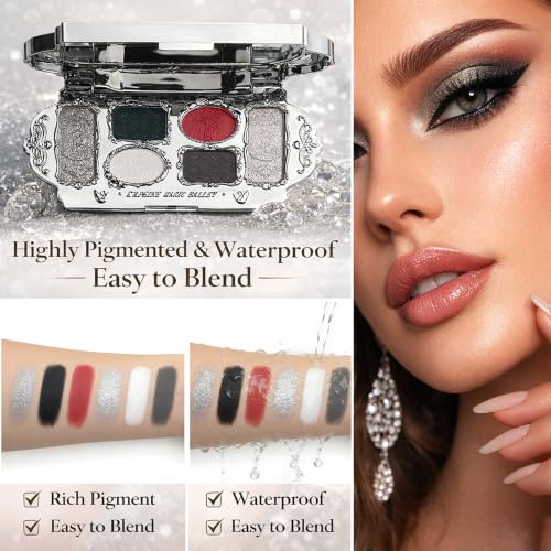 Cyberpunk Night Eyeshadow Palette - 6 Color Goth Eye Makeup Set for Women