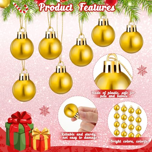 Mini Shiny Gold Christmas Ball Ornaments - 48 Pcs, 1 Inch Holiday Tree Decorations