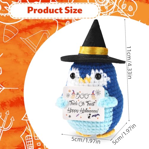 Cute Crochet Halloween Doll with Witch Hat - Blue Home Decor Gift