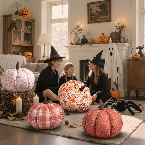 Lanpn Fall Pumpkin Pillow Set of 2 - Halloween Autumn Decor, Style D / L