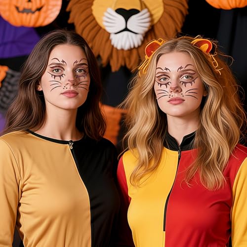 Animal Face Glitter Tattoos - Lion Variation, 2 Sheets Halloween Costume Accessories