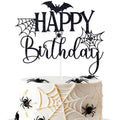 Halloween Ghost and Spider Cake Topper - Black Glitter Birthday Decor