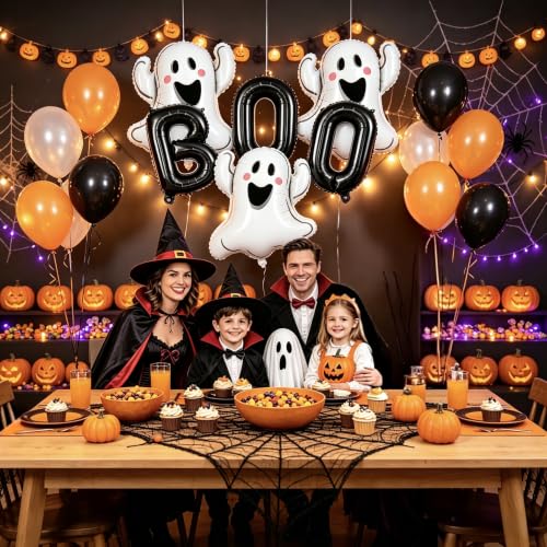 Halloween Ghost Balloons Set - 6pcs Foil Balloons for Party Decorations