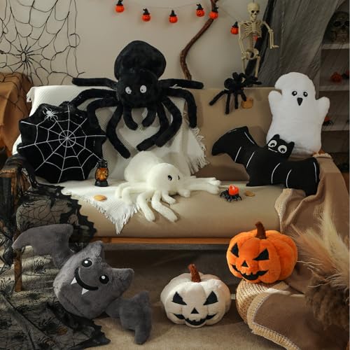 Small Pink Spider Halloween Pillow - Cute Plush Throw Pillow for Fall Decor