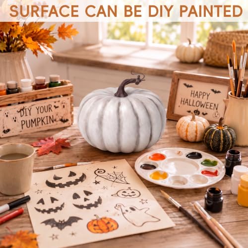 White 6.5 Inch Artificial Foam Pumpkin for Fall & Halloween Home Decor - Variation: White