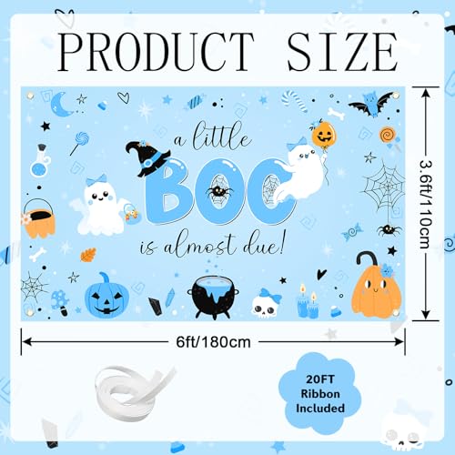 Avezano Blue Halloween Baby Shower Backdrop Banner 6x3.6ft