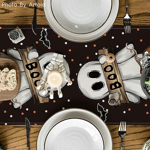 Halloween Table Runner 13x48 Inch Black Polyester Decor for Parties