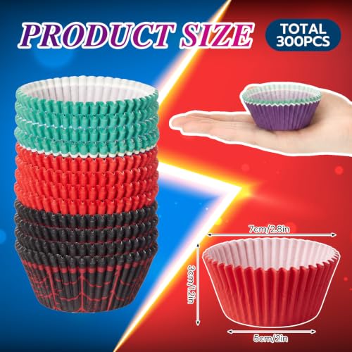 Spider Theme Cupcake Liners - 300 Pack Food-Grade Baking Cups, Fashion Style