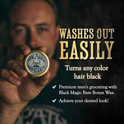 Mustache Wax - Extra Strong Hold Black Magic Death Grip - Hide Gray Hair - Unscented 1 oz