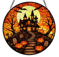 Haunted House Pumpkin Halloween Stained Glass Suncatcher - Color10