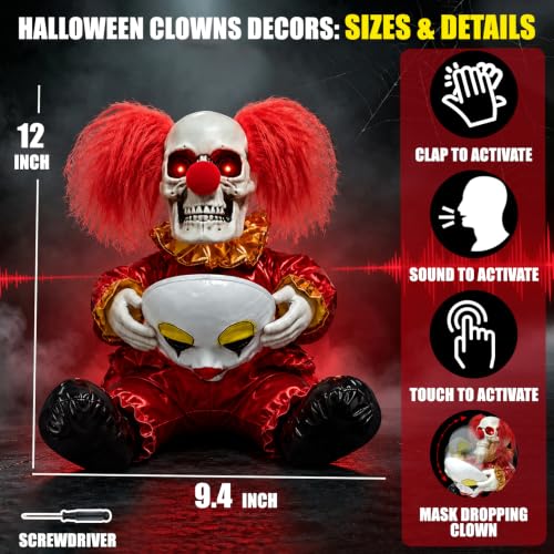 Animatronic Face Ripping Clown Decoration for Haunted House Halloween Scare