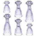 Purple Glass Candlestick Holders Set of 6 - Taper Candle Holders for Home Decor