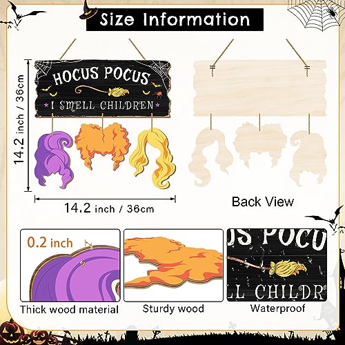 Halloween Wooden Door Sign - Hocus Pocus I Smell Children Decor for Indoor Outdoor