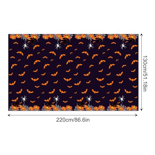 Halloween Plastic Tablecloths 54x87 Inches - Spooky Pumpkin Ghost Design, Pack of 2