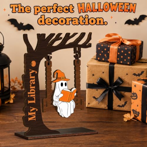 Halloween Spooky Ghost Swing Decor - Indoor Shelf and Table Accent