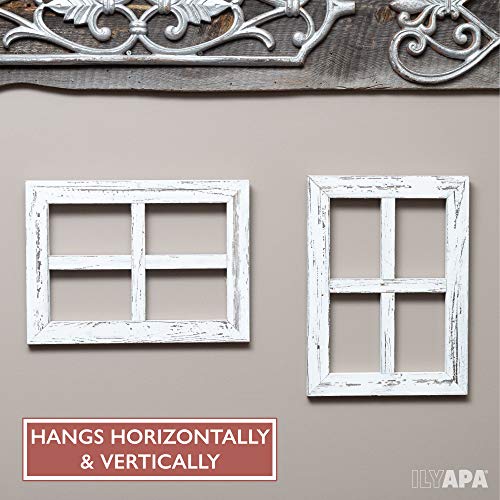 Rustic White Window Frame Wall Decor - 18x22 Inch 2 Pack, Weathered White