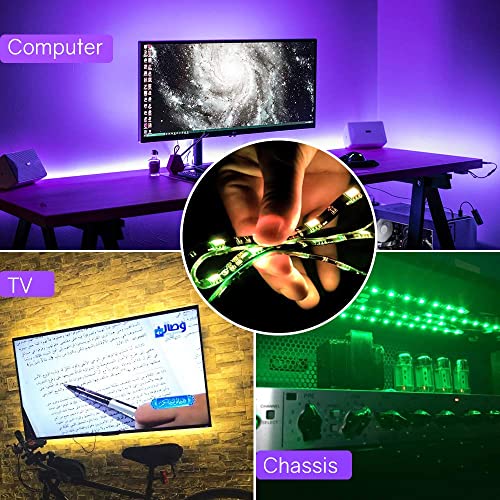 Pre-Cut LED Strip Lights Kit with RF Remote, Power Supply & Connectors for TV, Home Decor, DIY