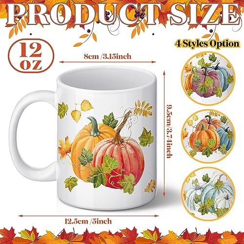 Fall Pumpkin Coffee Mug Set - 12oz Ceramic Drinkware with Handle, Autumn Gift