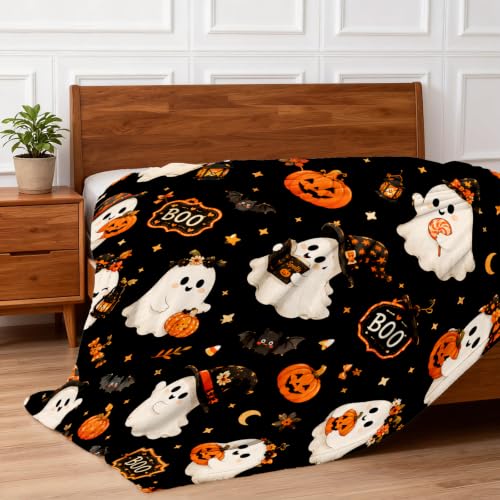 Halloween Fuzzy Throw Blanket - Pumpkin Design, 40x60 Inches, Variation: Halloween8