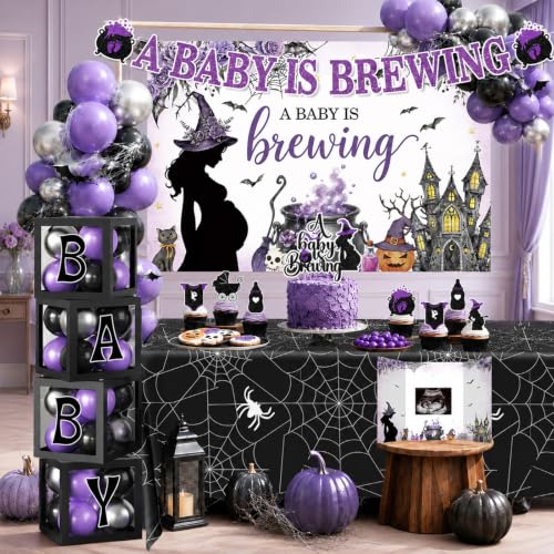Halloween Baby Shower Decorations Kit - A Baby Is Brewing Theme, Halloween Variation