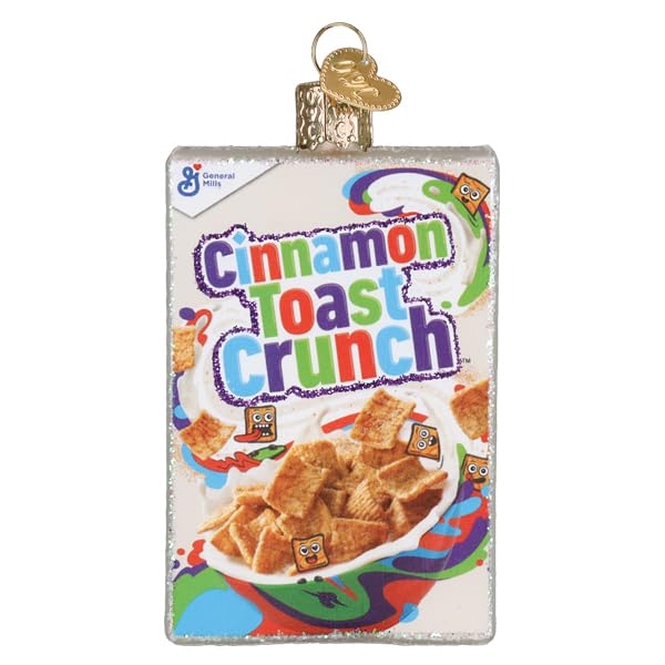Christmas Glass Blown Ornament - Cinnamon Toast Crunch Cereal Box Holiday Decoration