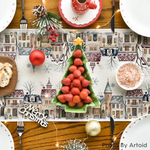 Winter Table Runner 13x72 Inch Beige Polyester Home Decor for Dining Table - Artoid Mode