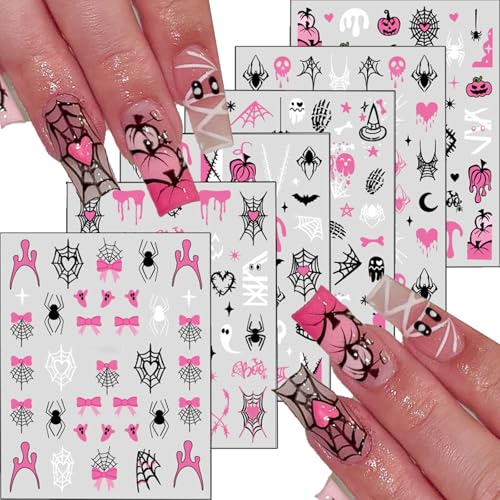 Halloween Nail Art Stickers 3D Self-Adhesive Decals Pumpkin Bat Ghost Pink Glitter - Variation of This Listing 4