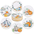 Fall Pumpkin Coasters Set - Ceramic and Cork for Drinks, Harvest Decor