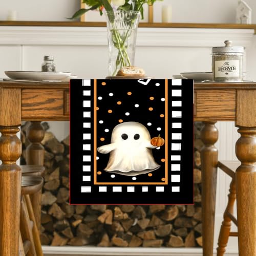 Halloween Ghost Table Runner 13x72 Inch - Funny Cute Holiday Decor